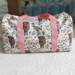 Fashion Cow Pink Flower Duffle back Bag