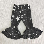 Fashion Black Star Jeans Denim Flared Pants