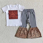 Letters white shirt leopard print trouser legs
