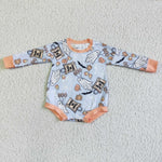 Halloween Pumpkin Long Sleeves Baby Bubble Cute Girl's Romper