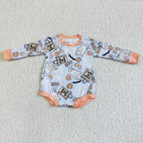 Halloween Pumpkin Long Sleeves Baby Bubble Cute Girl's Romper