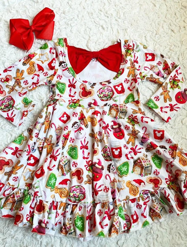 SALE GLD0140 Christmas Snowman Bow Cute Girl's Dress Amy yu garments wholesale SALE GLD0140 Christmas Snowman Bow Cute Girl's Dress Amy yu garments wholesale