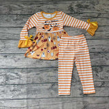 BOO Halloween Ghost Orange Stripe Girl's Set