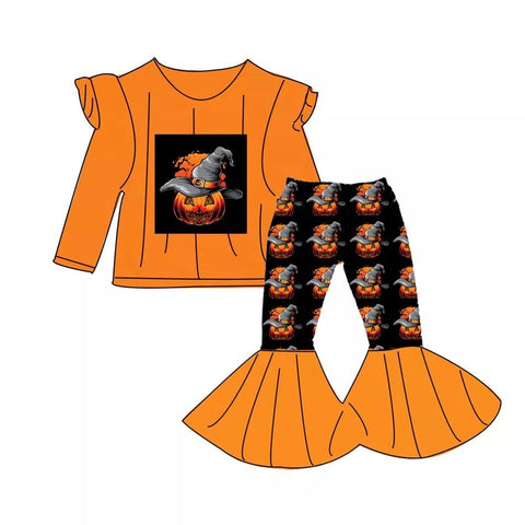 Preorder Halloween Orange Pumpkin Hat Girl's Set