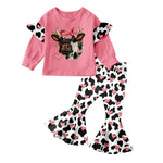 Preorder Love Cow Pink Fashion Girl's Set