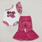 GSPO0585 Let's Go Howdy Pink Leather Pink Girl's Set