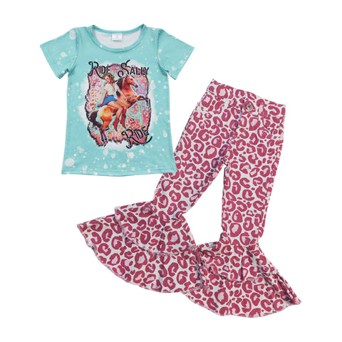 GSPO0597 RIDE SALLY Pink Leopard Jeans 2 Pcs Girl's Set