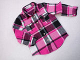 New Children's Plaid Flannel Shirt Pink Boy's Girl's Shirt Coat