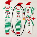 Adult Mom Christmas Green Striped Parent-Child Pajamas