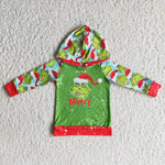 SALE 6 A19-19 Christmas Boy's Green animal Hoodie Sweater Shirt Top pullover