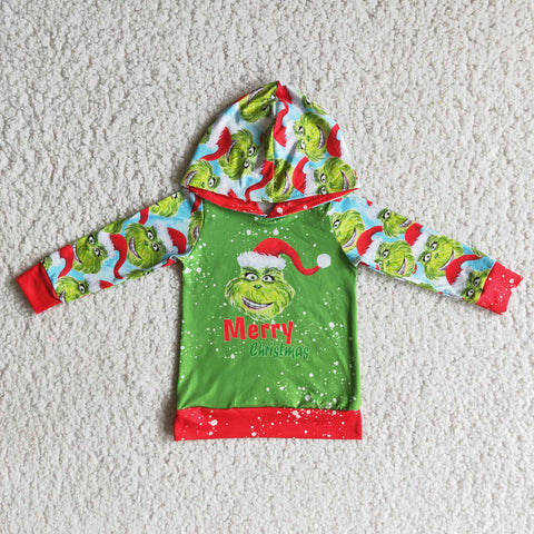 SALE 6 A19-19 Christmas Boy's Green animal Hoodie Sweater Shirt Top pullover
