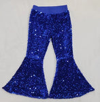 P0077 Boutique Shiny Blue Sequin Pants