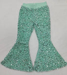 P0109 Boutique Mint Green Shiny Sequin Pants