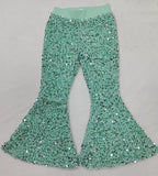 P0109 Boutique Mint Green Shiny Sequin Pants