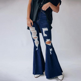 P0118 Adult Blue Hole Jeans Fashion Flared Pants