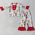 SALE 6 C7-5 Christmas Tree Princess Knight Print Red Girl's Pajamas