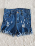 Summer Kids Ripped Design Fashion Denim Girl's Shorts