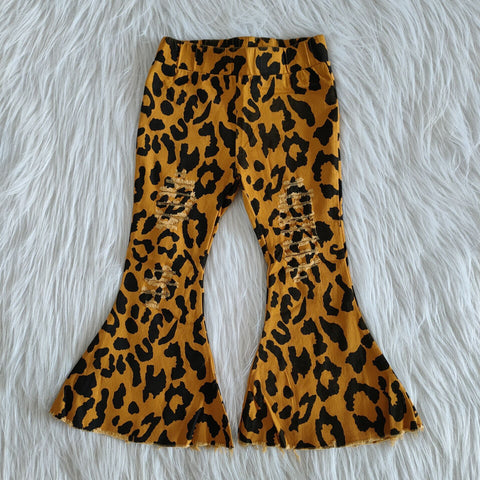 Fashion Yellow Leopard Jeans Denim Flared Pants