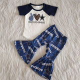 Peace Love Cowboys Blue Short Sleeves Set