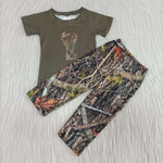 Fashion Boy's Army Green Camo Short Sleeves Set