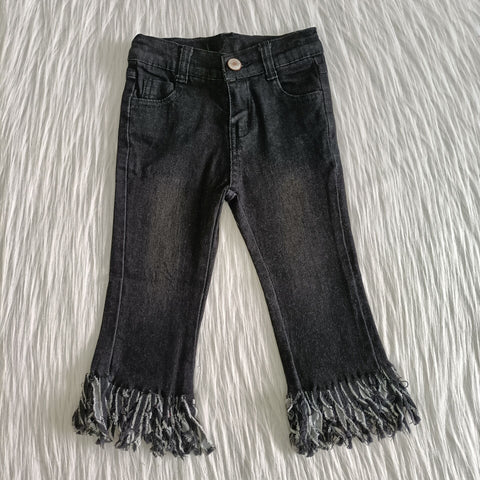 Fashion Black Jeans Denim Pants With Tassel