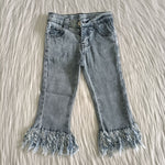 Fashion Light Blue Jeans Denim Pants With Tassel