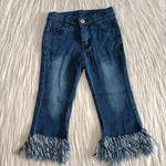 Fashion Blue Jeans Denim Pants With Tassel