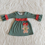 Christmas Embroidered Green Stripe Girl's Boy's Matching Clothes