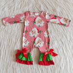 SALE 6 A2-30 Christmas Santa Candy Cane Red Stripe Romper