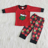 SALE 6 B9-38 Christmas Boy's Reed Embroidery Green animal Outfits