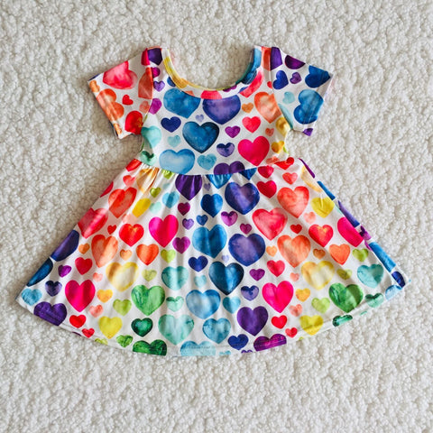 Colorful Love Short Sleeves Girl's dress