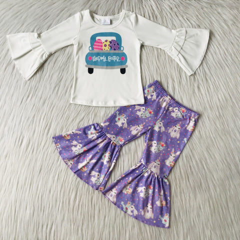 Happy Easter Purple Bunny Long Sleeves Set