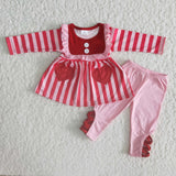 Girl's Valentine's Day Love Pink Stripe Suits