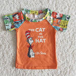 The cat in the hat Orange Reading Boy's Shirt