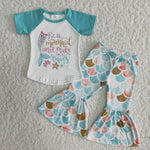 SALE B16-22 New Blue Fish Scales Girl's Set