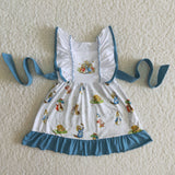 Easter Bunny Rabbit Baby Blue Flower Cute Girl's Dress