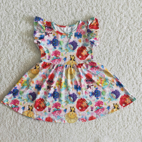 New Cartoon Princess Short Sleeves Girl's dress