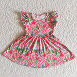 New Cartoon Strawberry Pink Short Sleeves Girl's dress