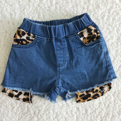 Summer Kids Leopard Fashion Denim Girl's Shorts