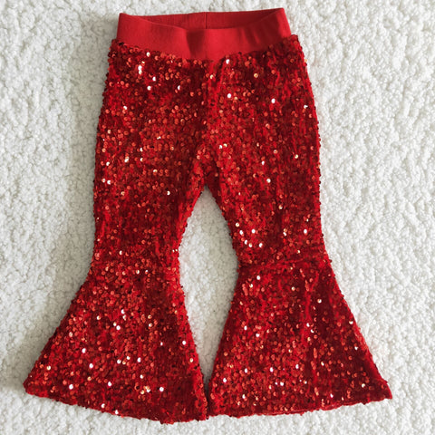 Boutique Shiny Red Sequined Pants
