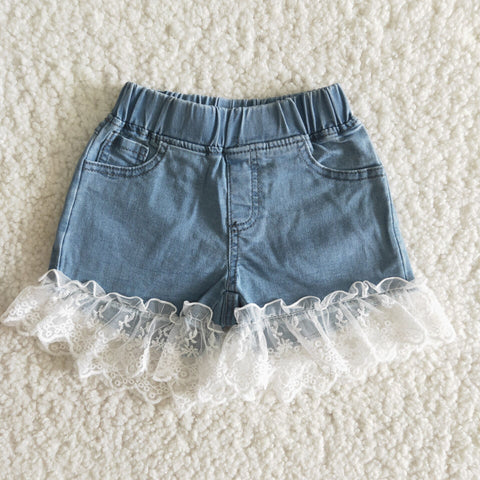 Summer Kids With Lace Cute Denim Girl's Shorts