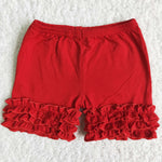 A16-23 Red Summer Solid Color Lace Bottoming Shorts Baby Girl's Shorts