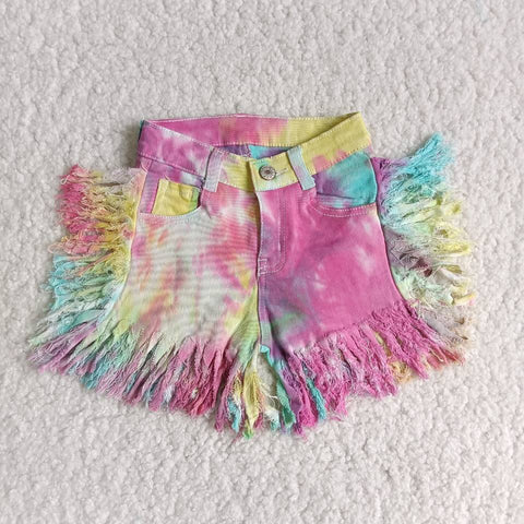 Fashion Colored With Tassel Girl‘s Denim Shorts