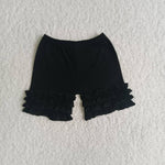 A16-3 Black Summer Solid Color Lace Bottoming Shorts Baby Girl's Shorts