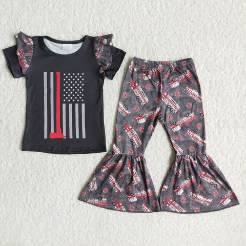 SALE C7-24 National flag Red Fire truck Girl's Set