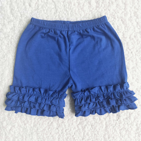 Dark Blue Summer Solid Color Lace Bottoming Shorts Baby Girl's Shorts