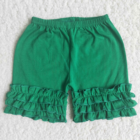 Green Summer Solid Color Lace Bottoming Shorts Baby Girl's Shorts
