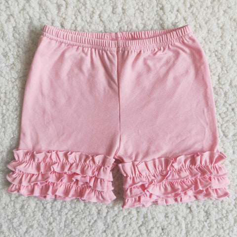 Pink Summer Solid Color Lace Bottoming Shorts Baby Girl's Shorts