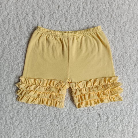Yellow Summer Solid Color Lace Bottoming Shorts Baby Girl's Shorts