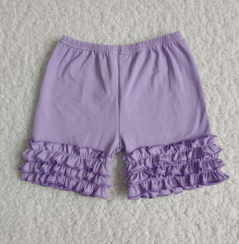 Purple Summer Solid Color Lace Bottoming Shorts Baby Girl's Shorts